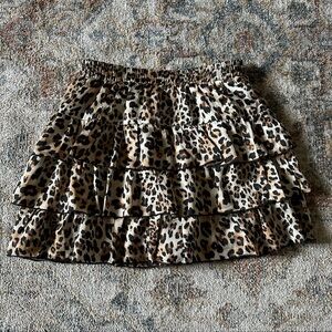 Leopard Print Tiered Skirt